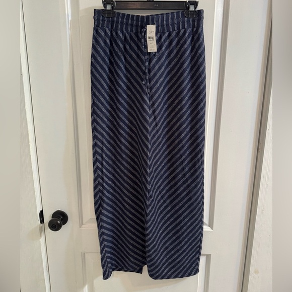 LOFT Dresses & Skirts - Loft Maxi Skirt Navy Stripe Drawstring Cotton Blend XXS NEW WITH TAG